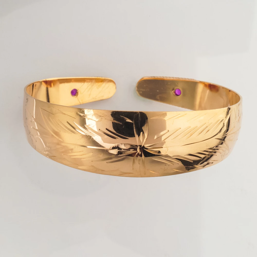 Браслет с фианитом из красного золота 583 пробы