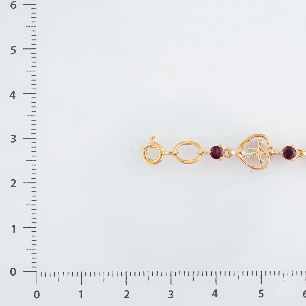 Браслет с гранатом из красного золота 585 пробы