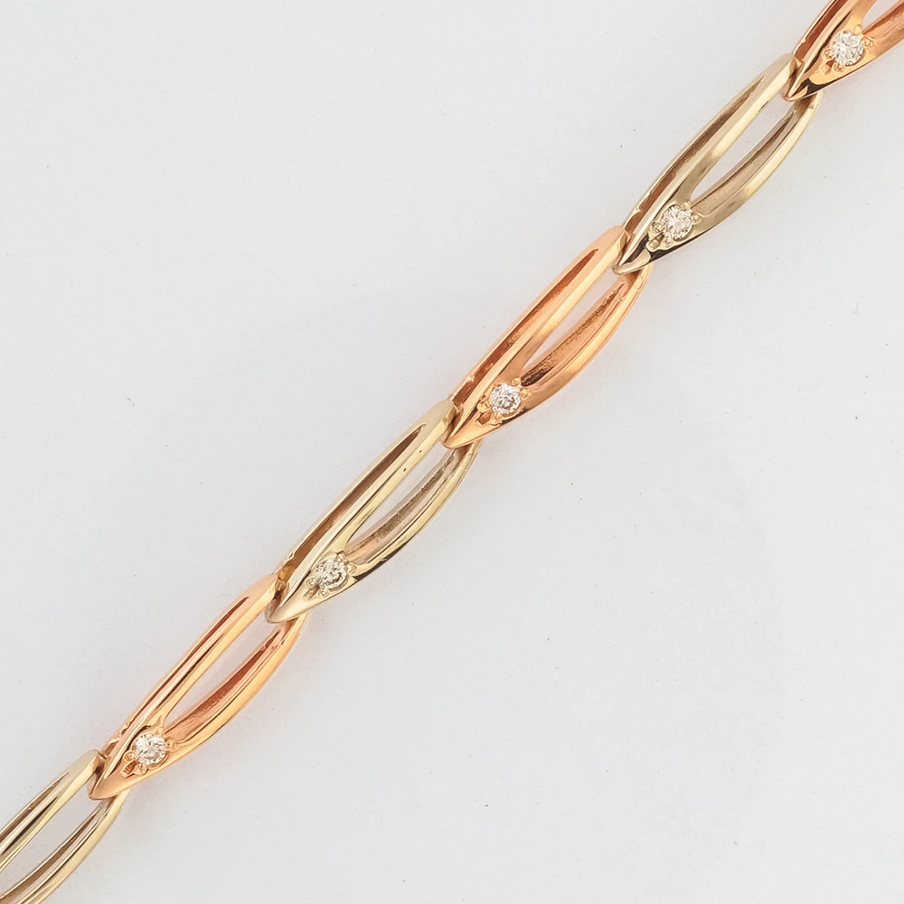 Браслет с бриллиантом из красного золота 585 пробы