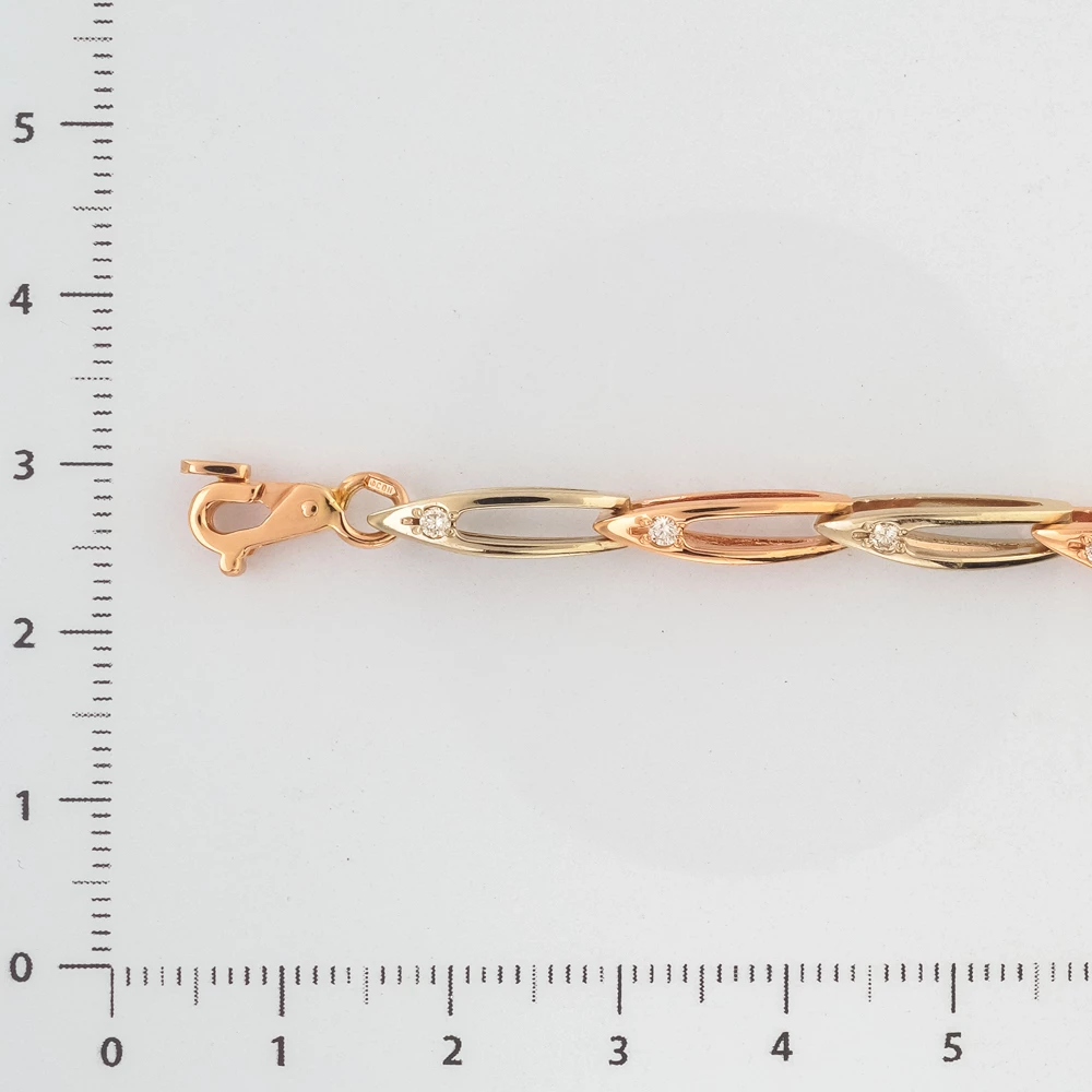 Браслет с бриллиантом из красного золота 585 пробы