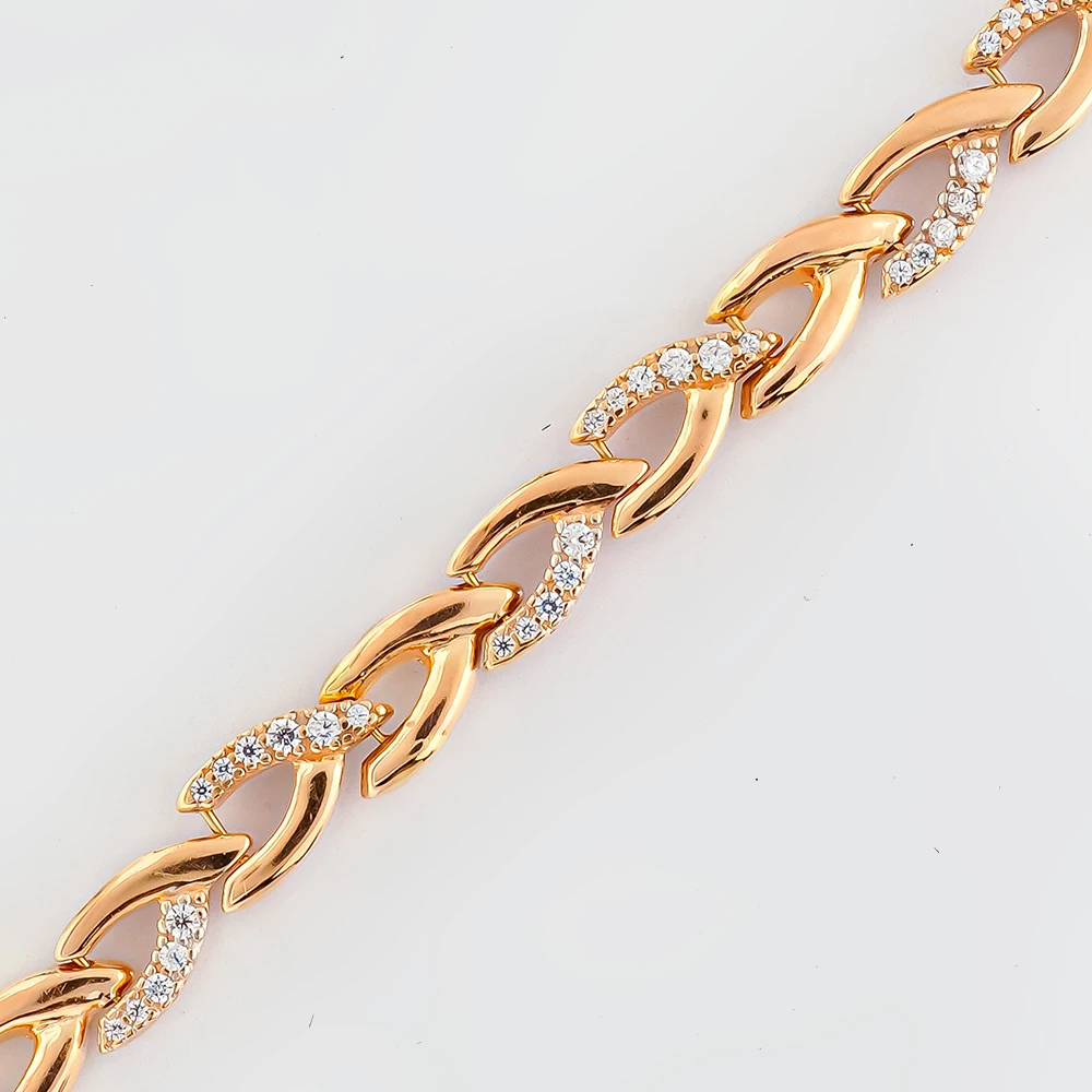 Браслет с фианитом из красного золота 585 пробы