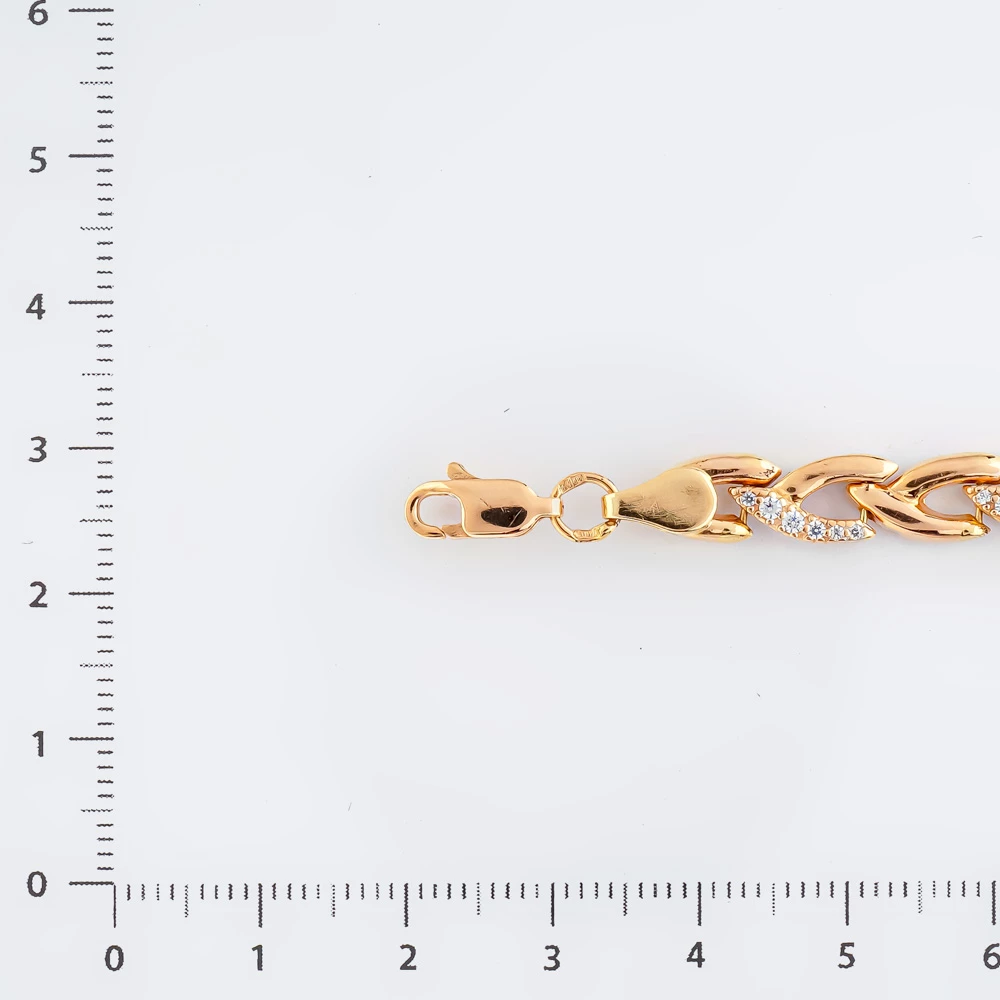 Браслет с фианитом из красного золота 585 пробы