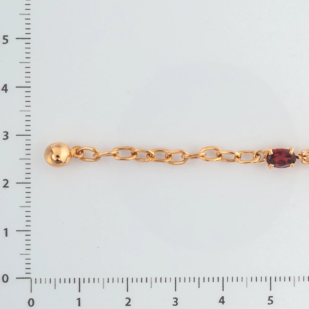 Браслет с гранатом из красного золота 585 пробы