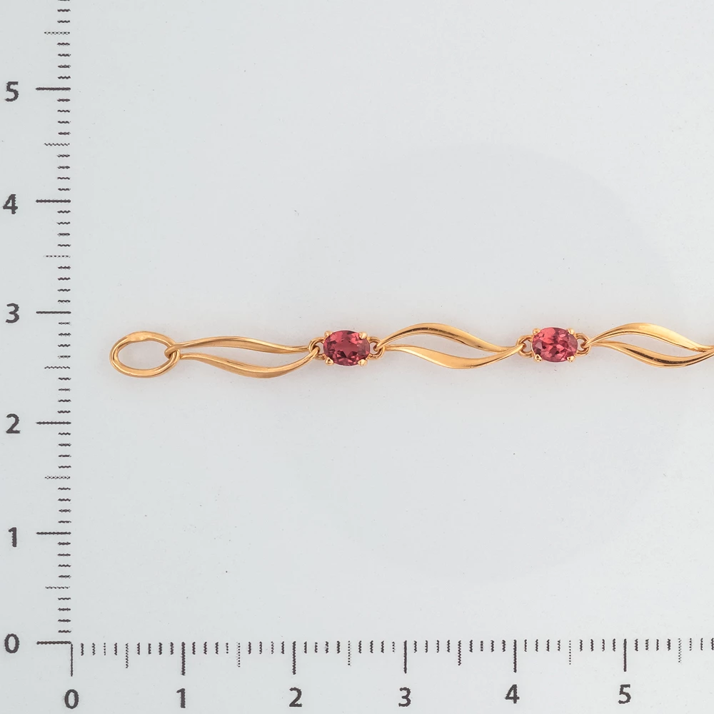 Браслет с фианитом из красного золота 585 пробы