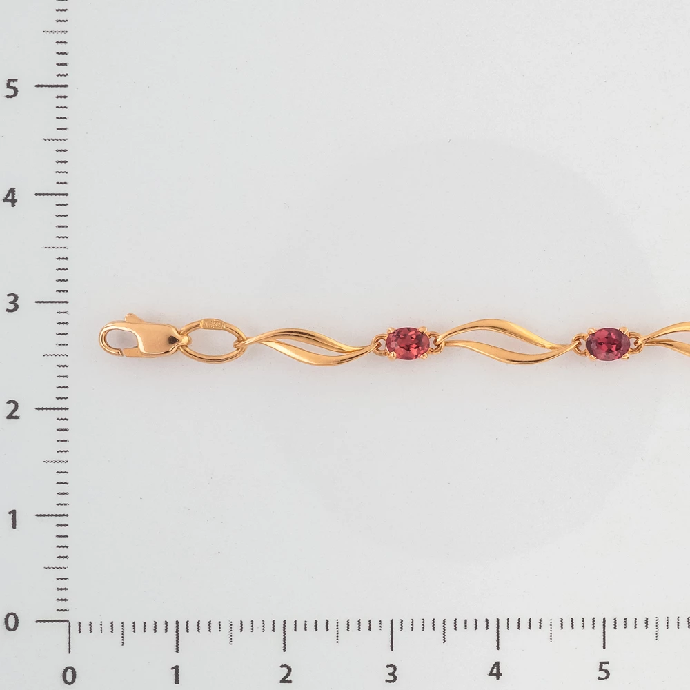 Браслет с фианитом из красного золота 585 пробы