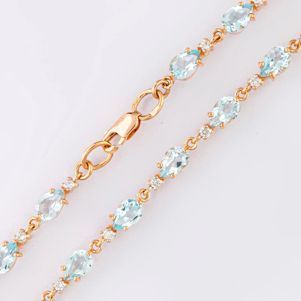 Браслет с топазом из красного золота 585 пробы