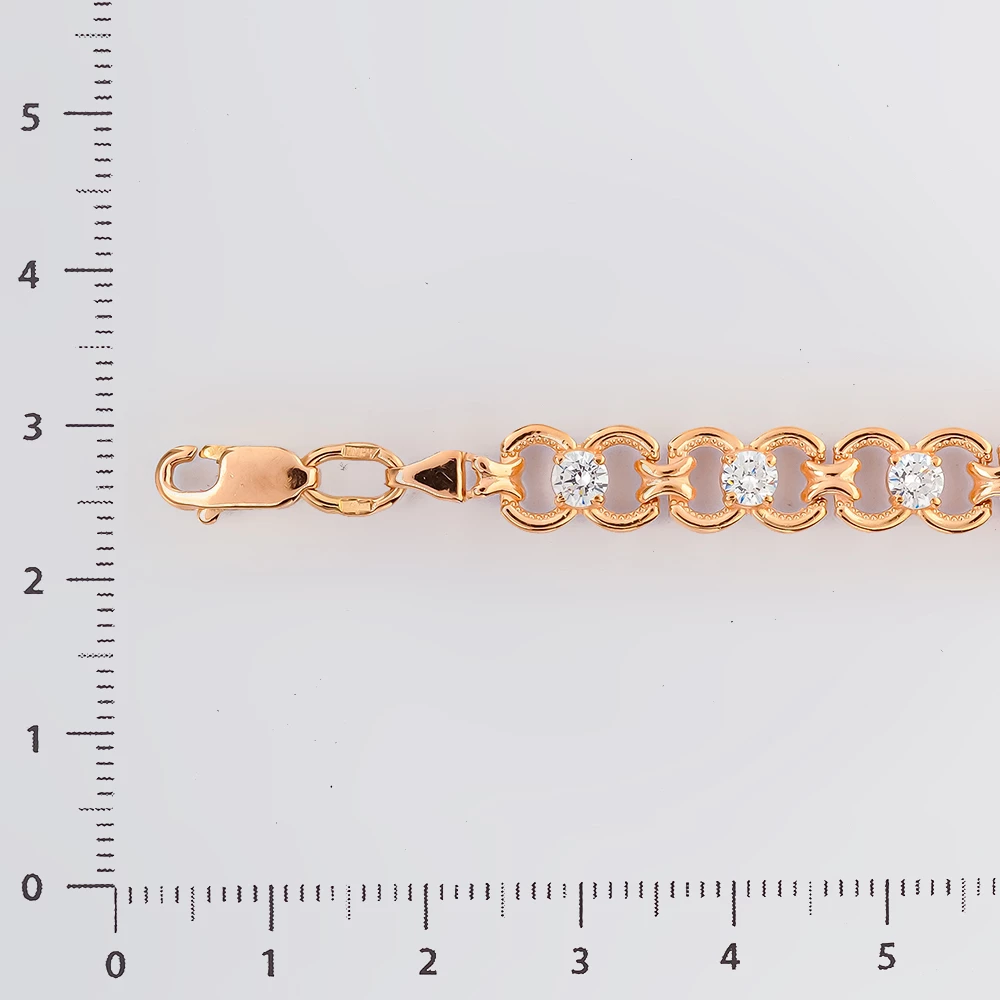 Браслет с фианитом из красного золота 585 пробы