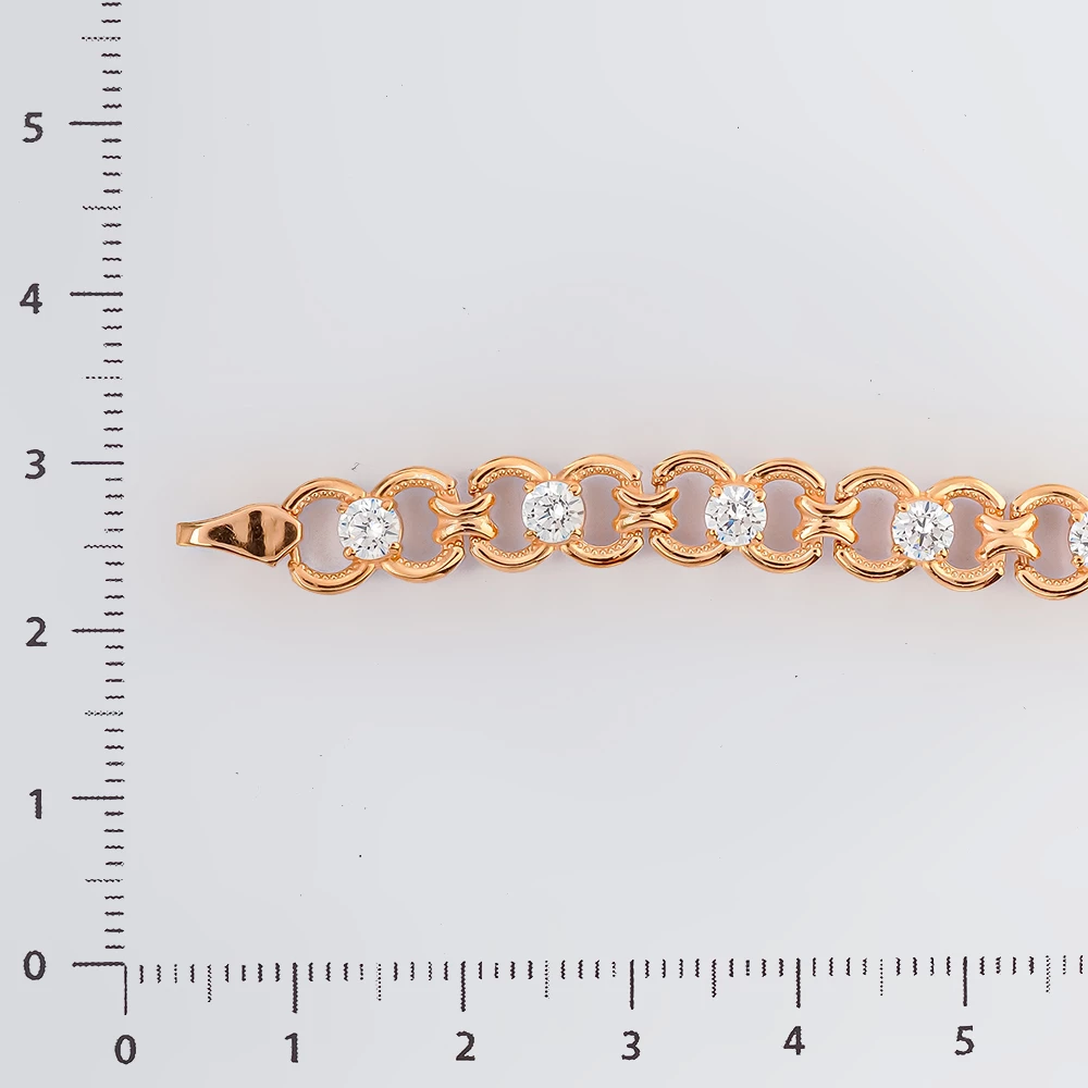 Браслет с фианитом из красного золота 585 пробы