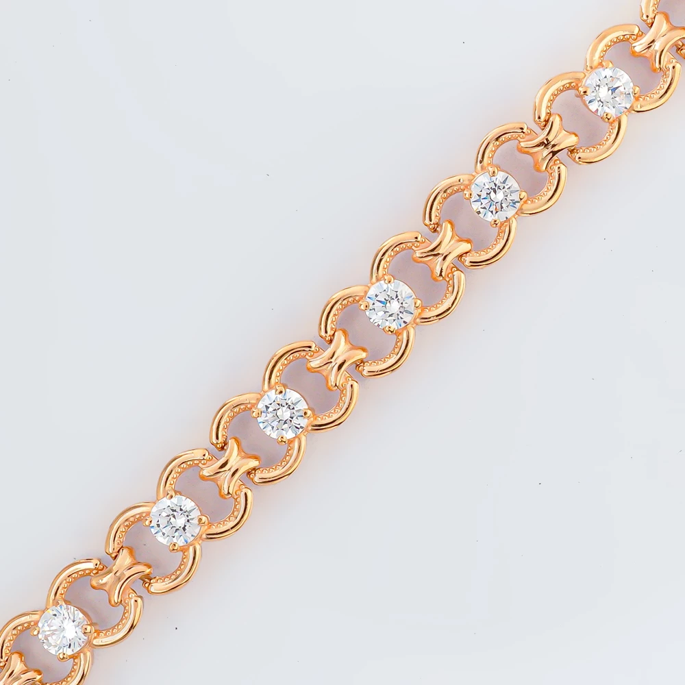 Браслет с фианитом из красного золота 585 пробы