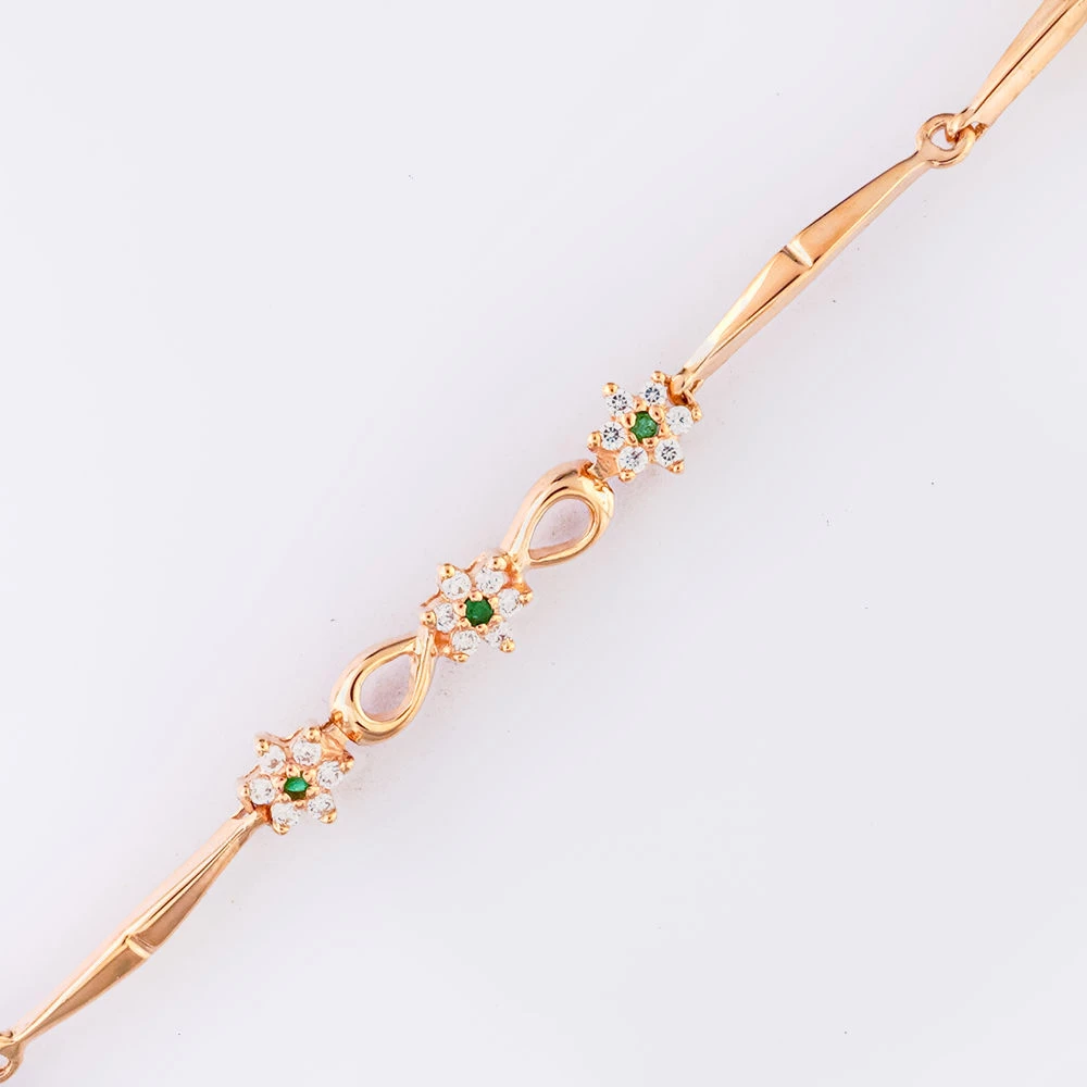 Браслет с фианитом из красного золота 585 пробы