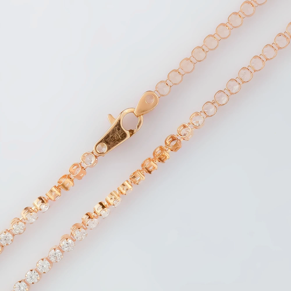 Браслет с фианитом из красного золота 585 пробы