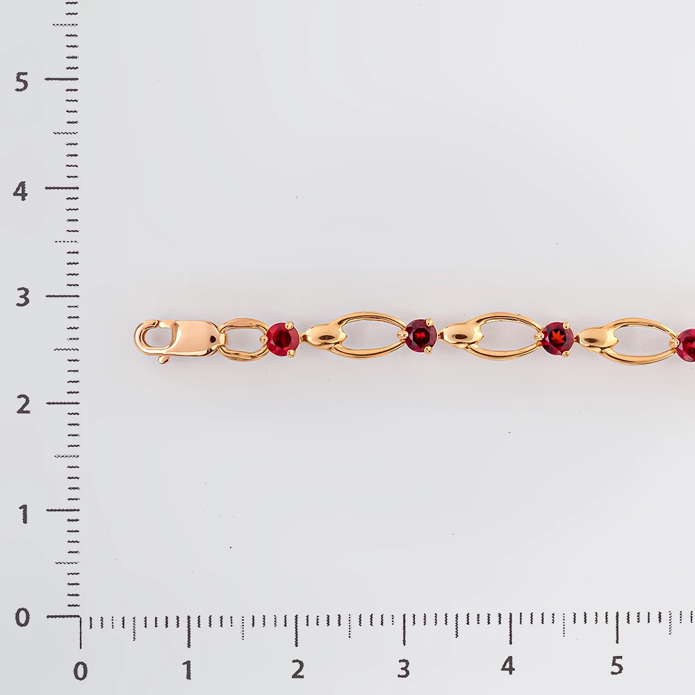 Браслет с гранатом из красного золота 585 пробы