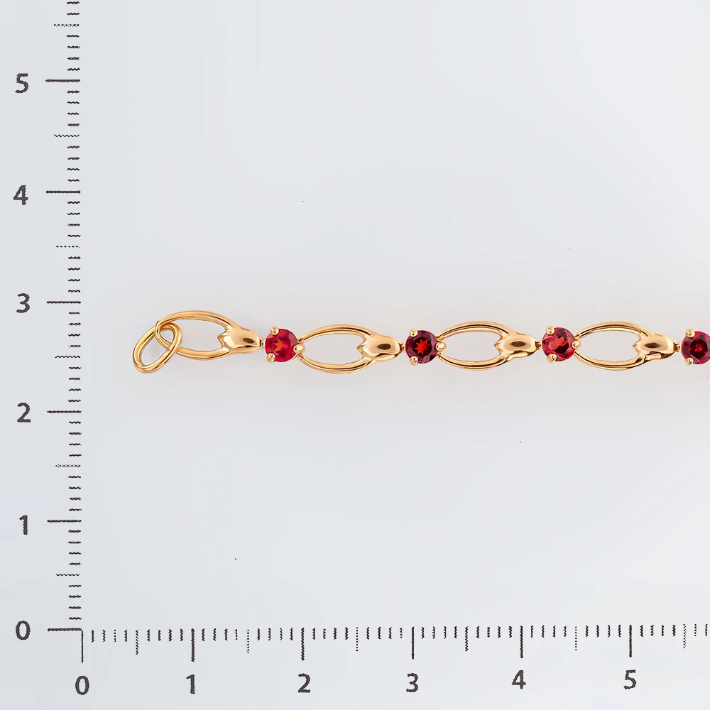 Браслет с гранатом из красного золота 585 пробы