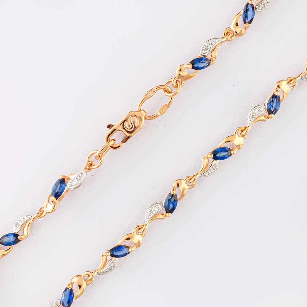 Браслет с сапфиром синтетическим из красного золота 585 пробы