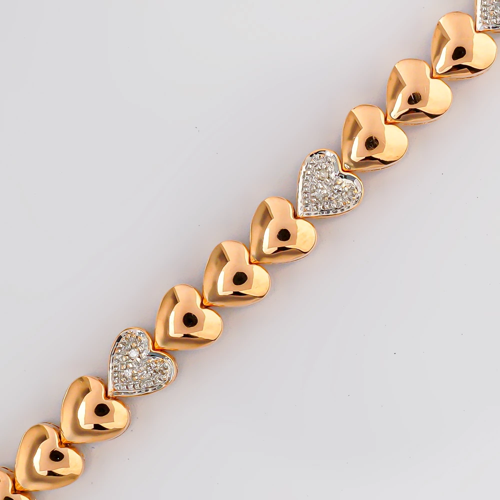 Браслет с бриллиантом из красного золота 585 пробы