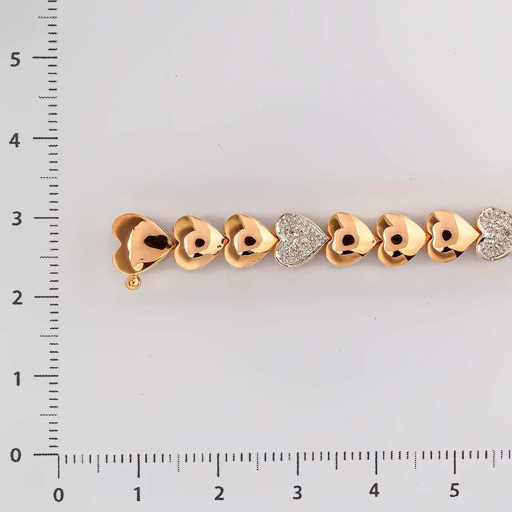 Браслет с бриллиантом из красного золота 585 пробы