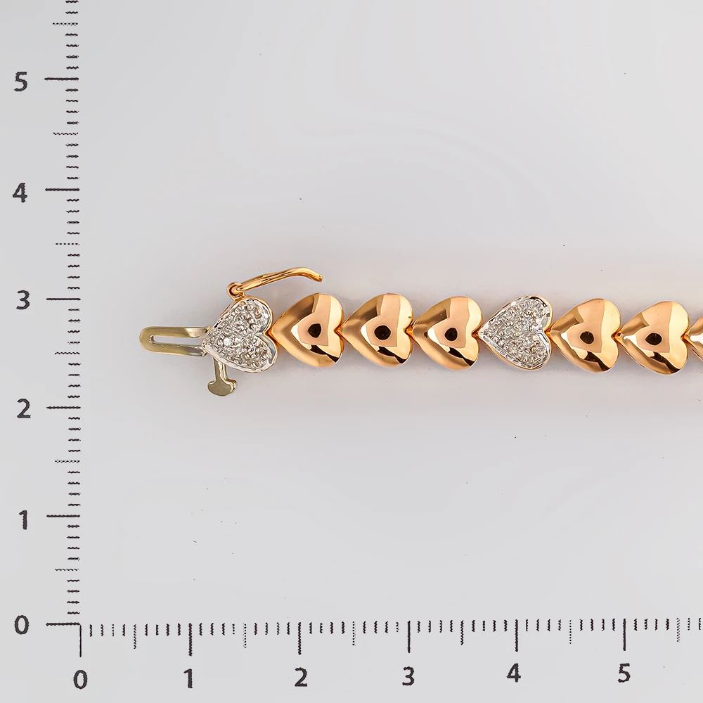 Браслет с бриллиантом из красного золота 585 пробы