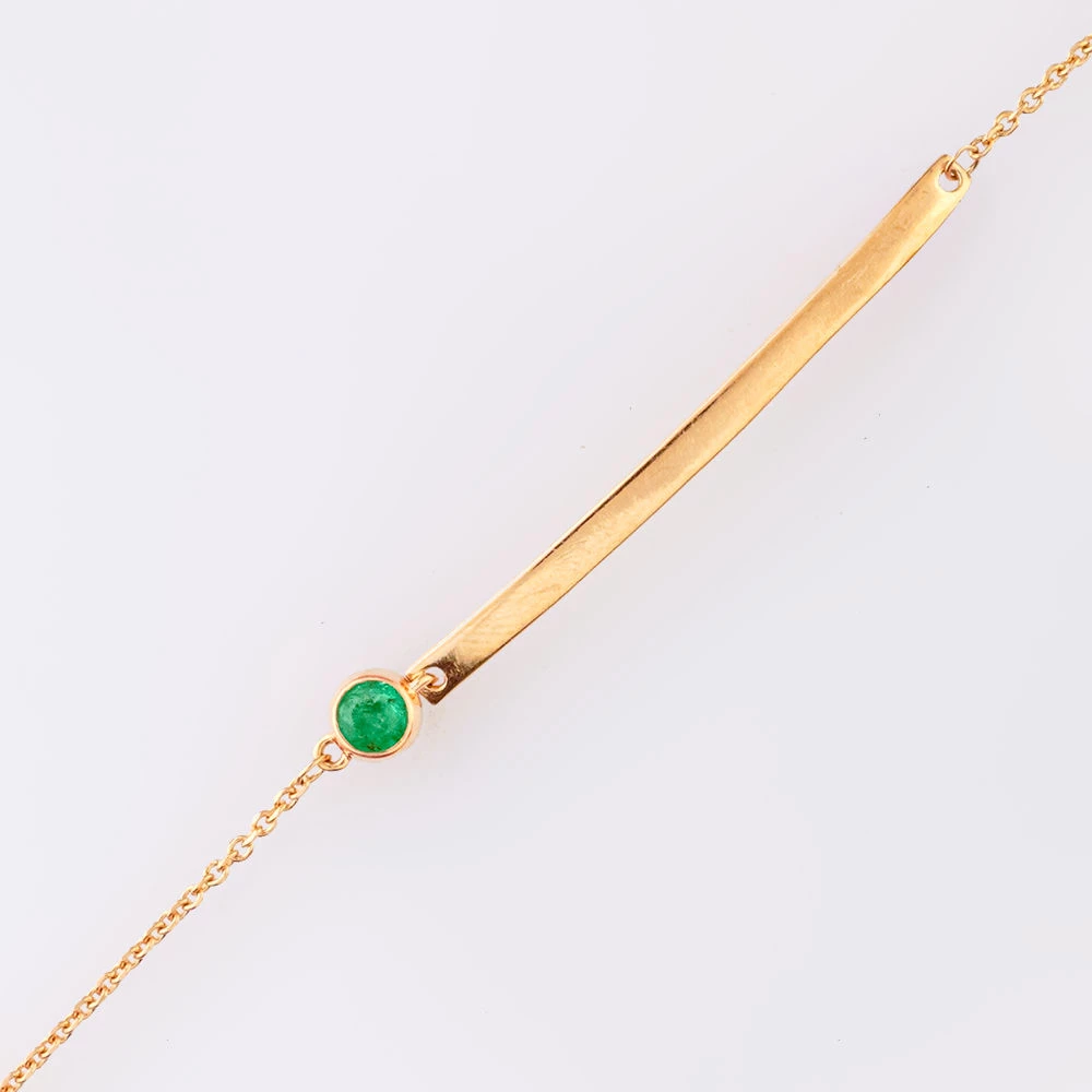 Браслет с изумрудом из красного золота 585 пробы