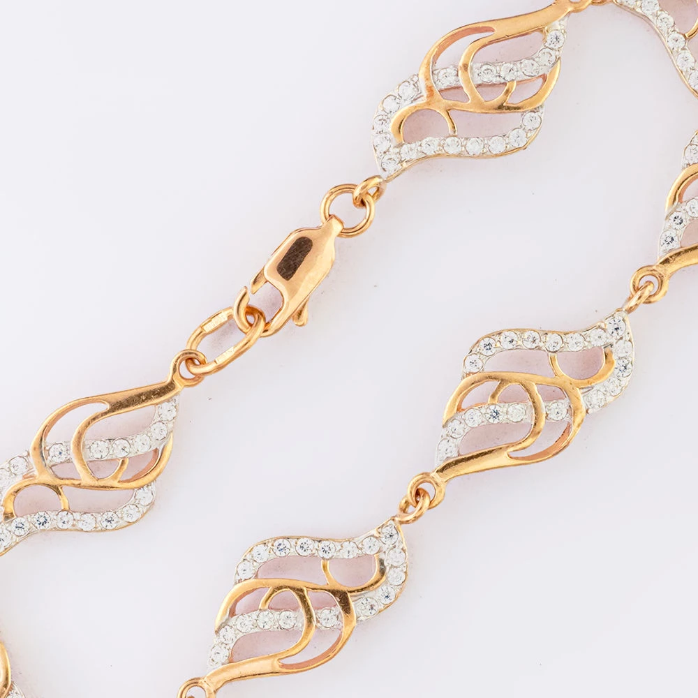 Браслет с фианитом из красного золота 585 пробы