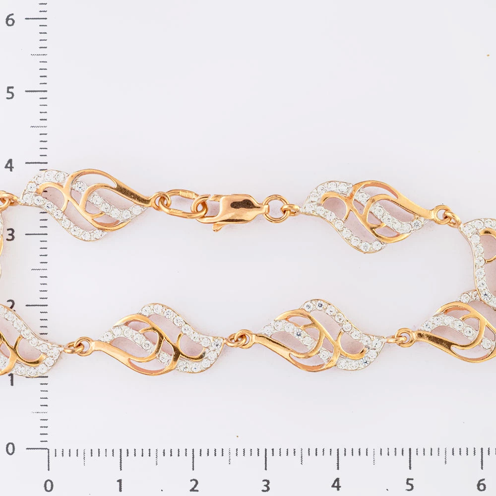 Браслет с фианитом из красного золота 585 пробы