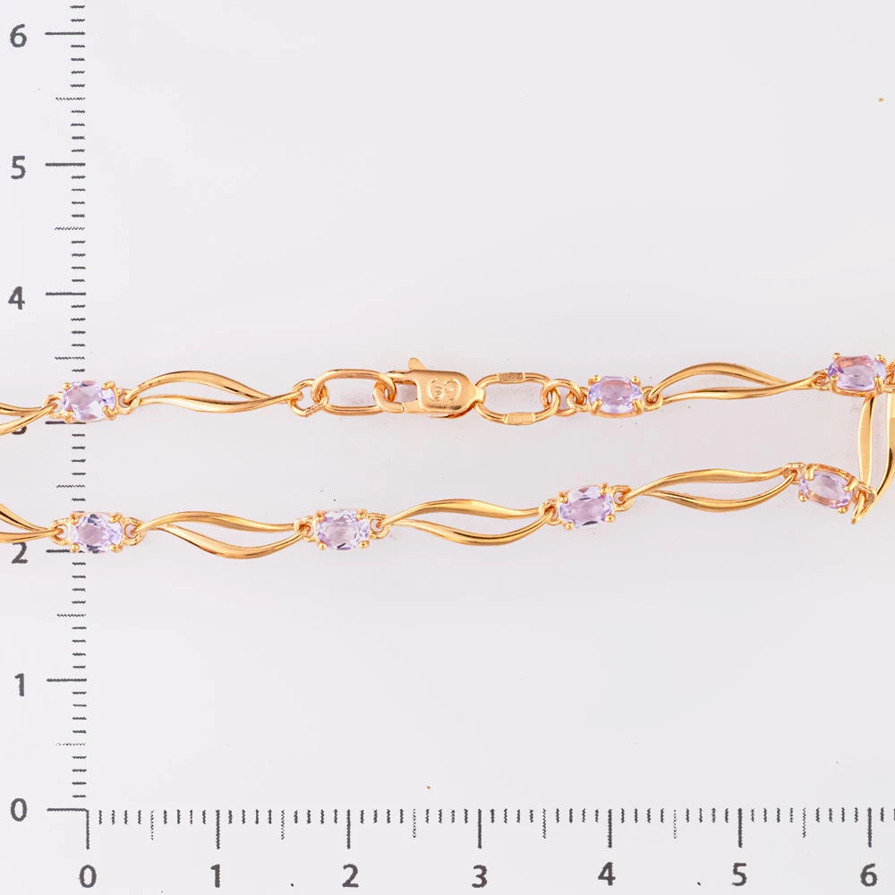 Браслет с аметистом из красного золота 585 пробы