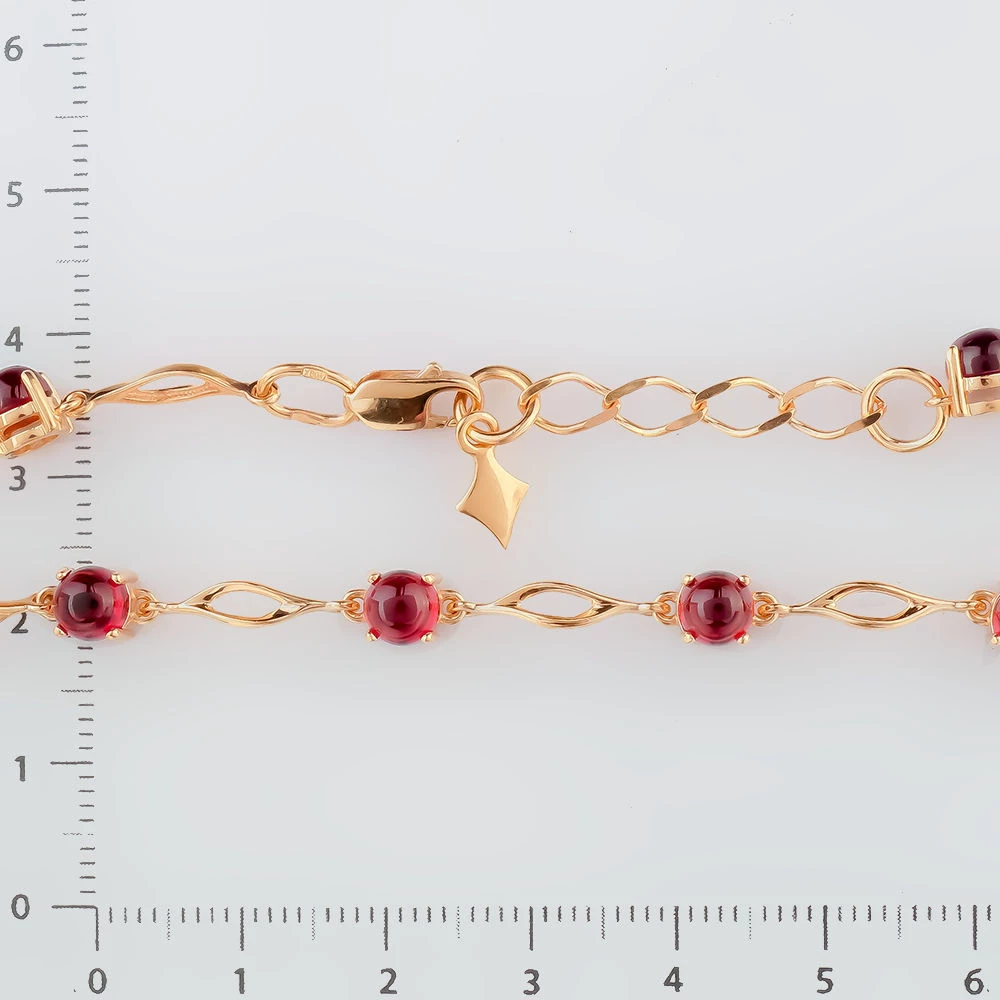 Браслет с гранатом из красного золота 585 пробы