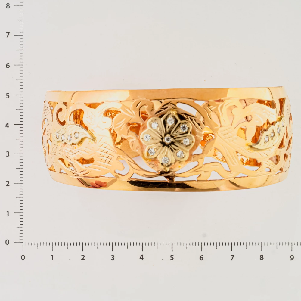 Браслет с фианитом из красного золота 585 пробы