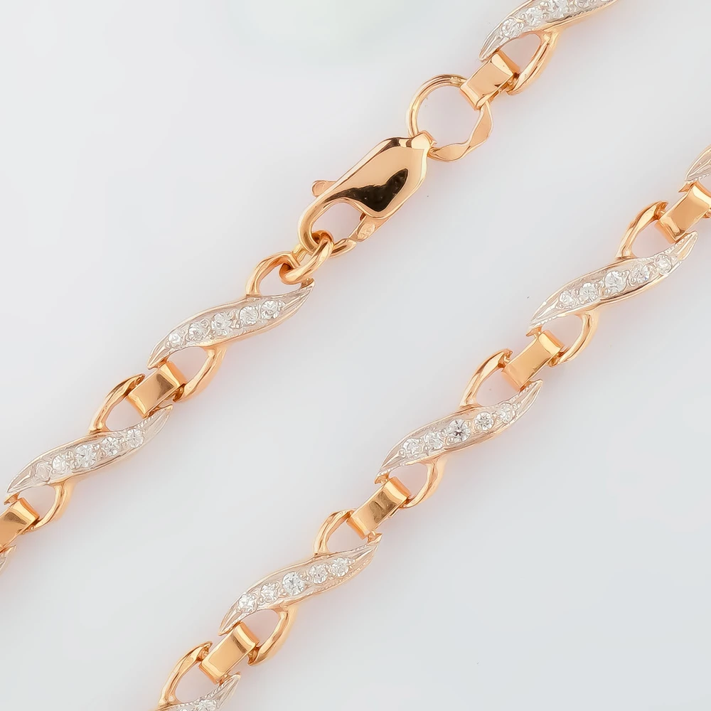 Браслет с фианитом из красного золота 585 пробы