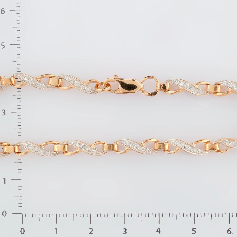 Браслет с фианитом из красного золота 585 пробы