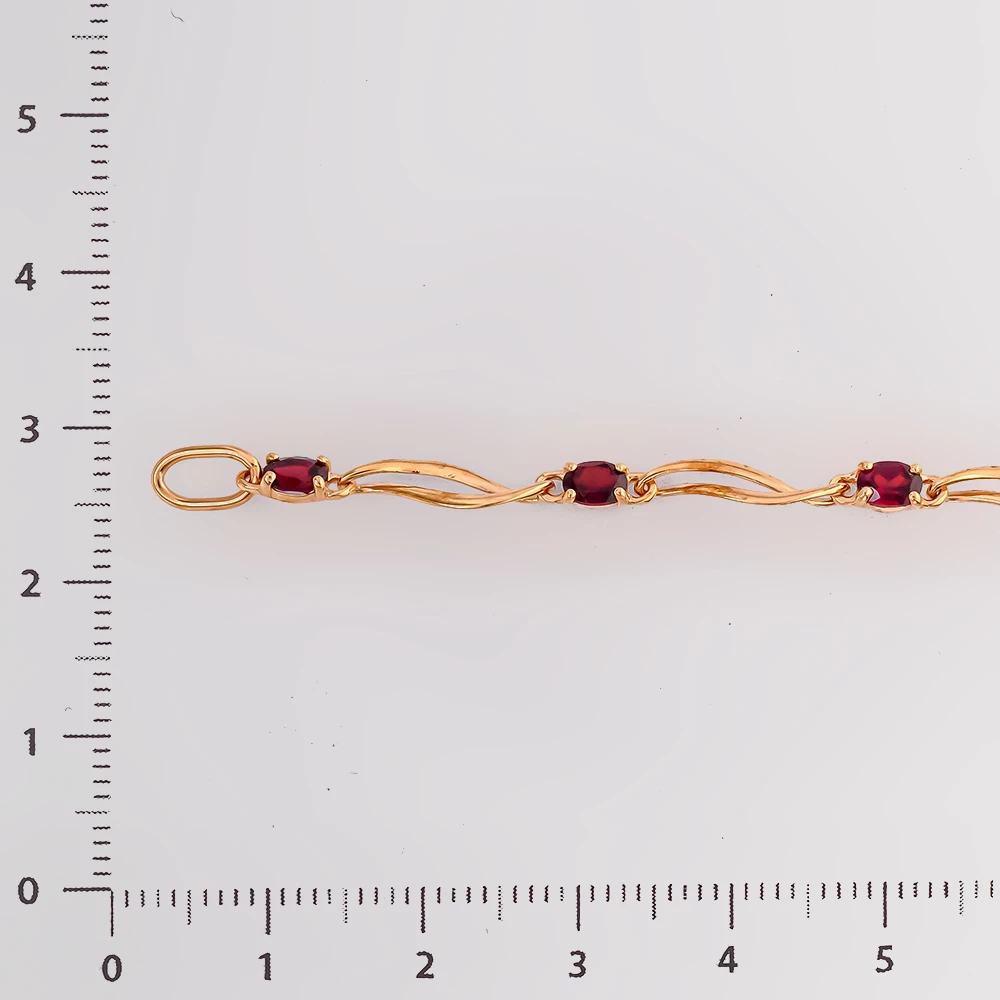 Браслет с гранатом из красного золота 585 пробы