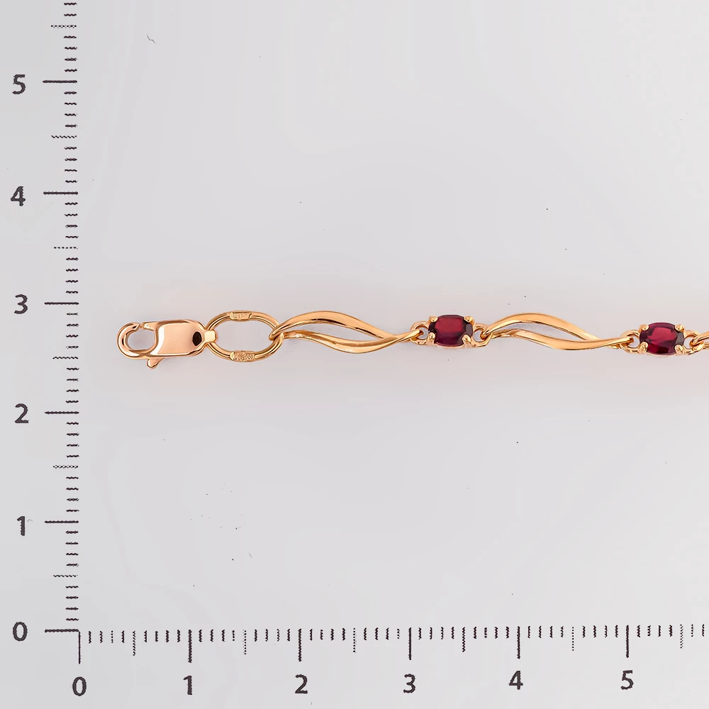 Браслет с гранатом из красного золота 585 пробы