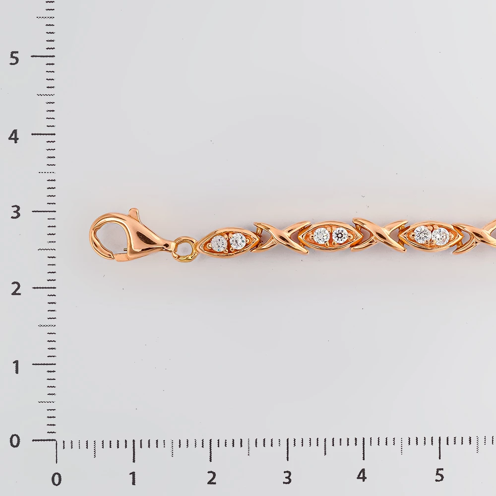 Браслет с фианитом из красного золота 585 пробы