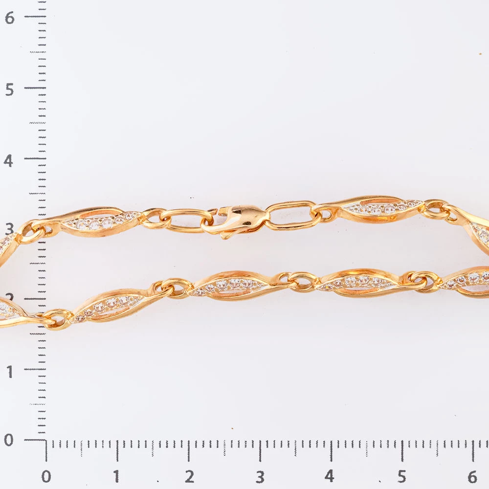 Браслет с фианитом из красного золота 585 пробы