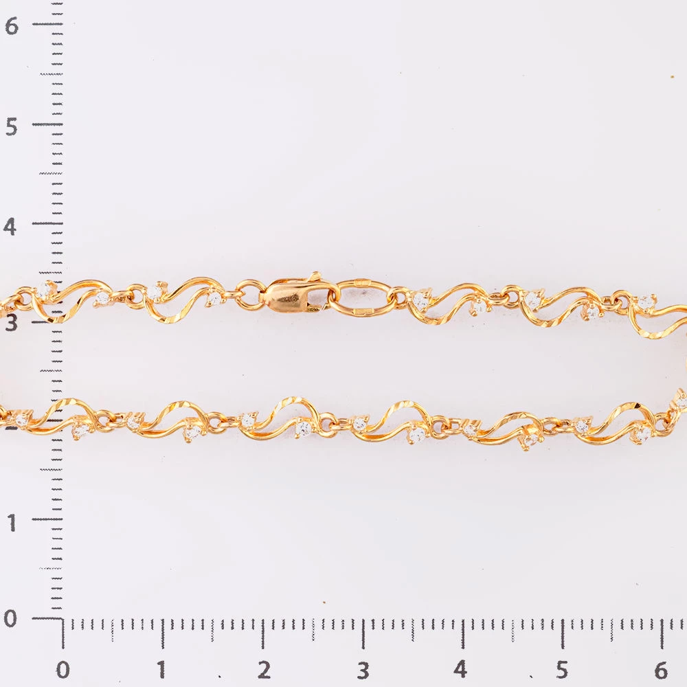 Браслет с фианитом из красного золота 585 пробы