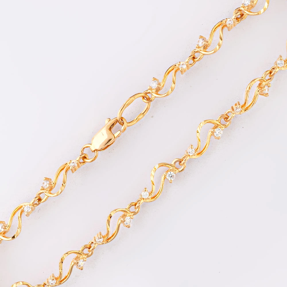 Браслет с фианитом из красного золота 585 пробы