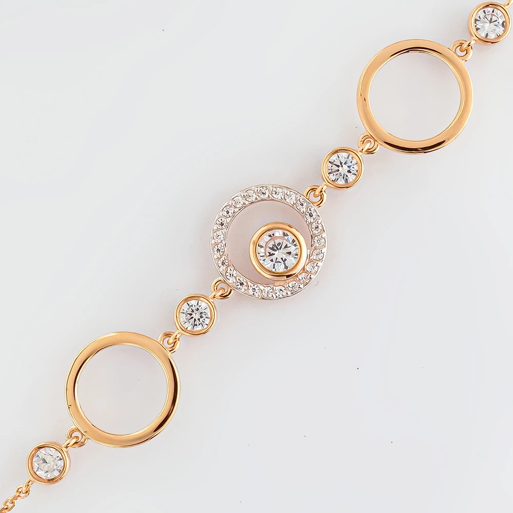 Браслет с фианитом из красного золота 585 пробы