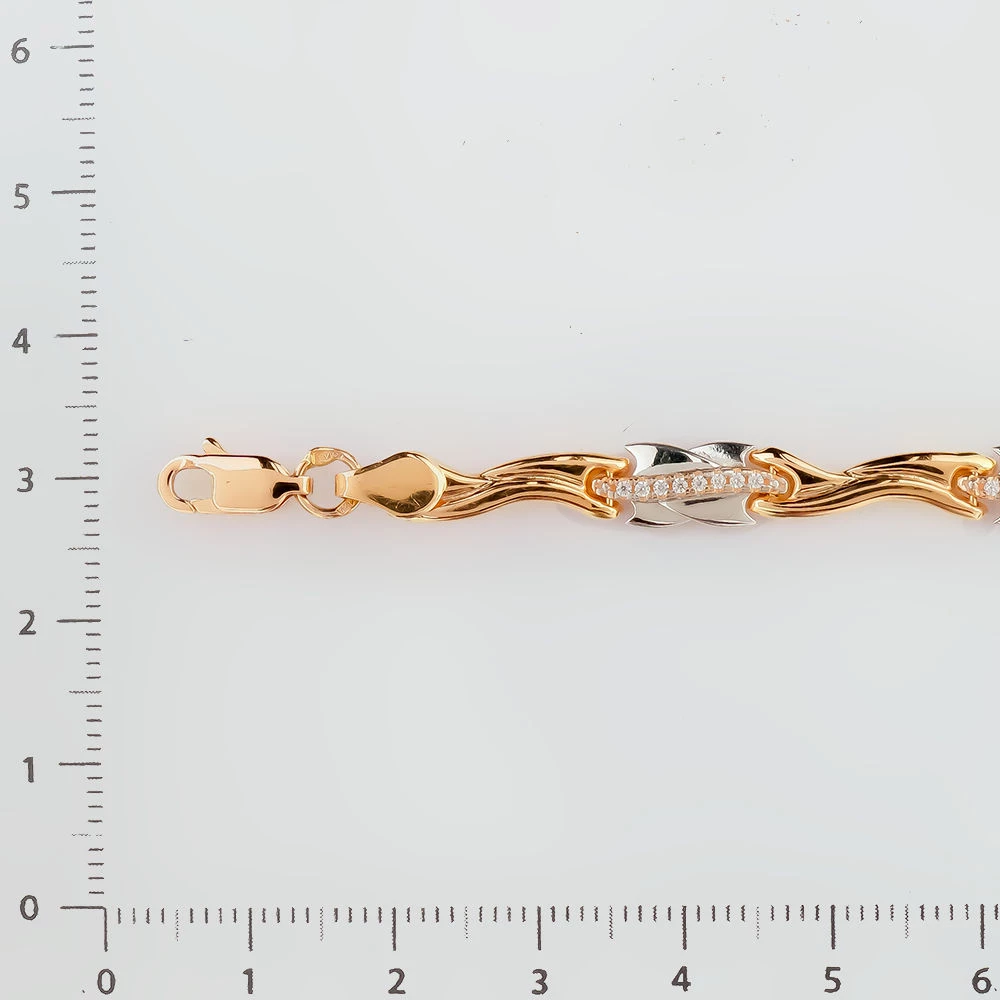 Браслет с фианитом из красного золота 585 пробы