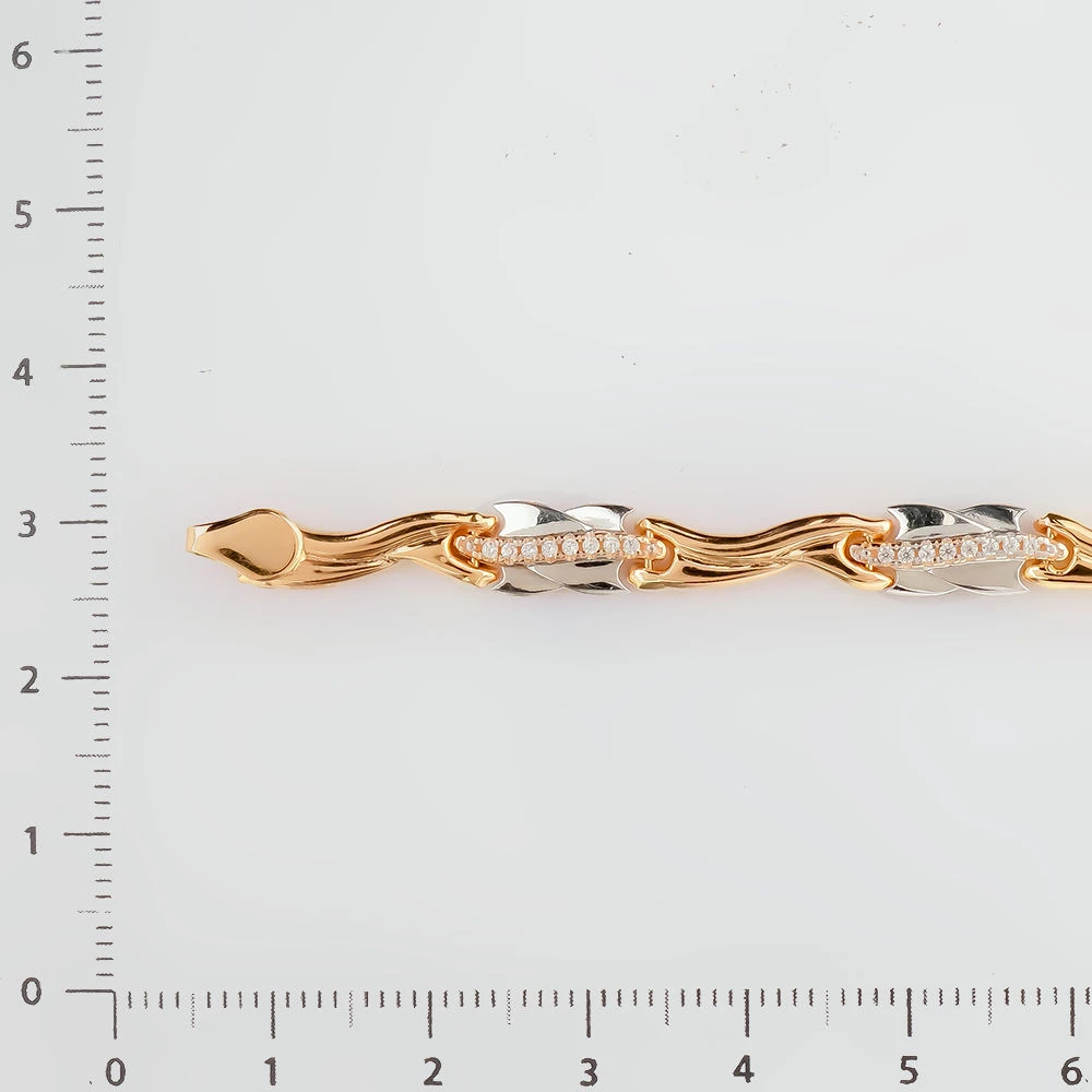 Браслет с фианитом из красного золота 585 пробы