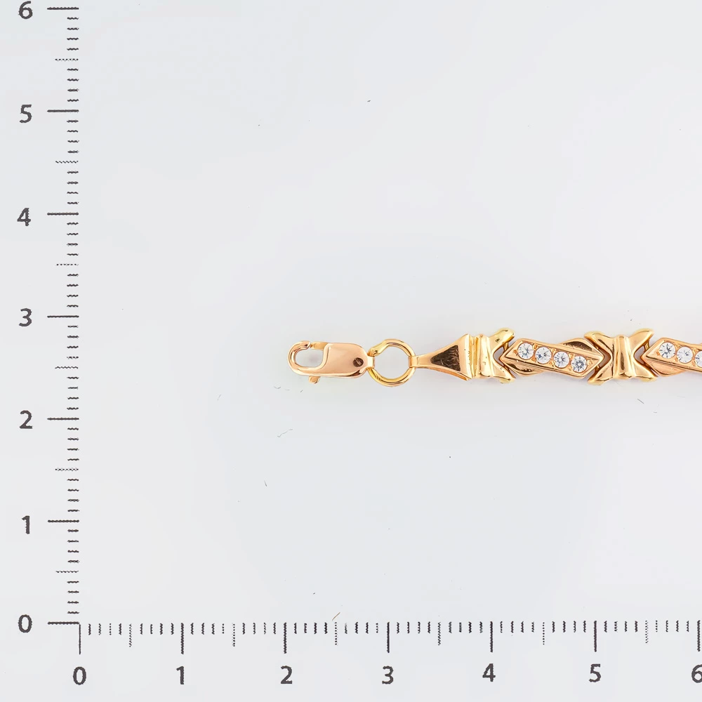 Браслет с фианитом из красного золота 585 пробы