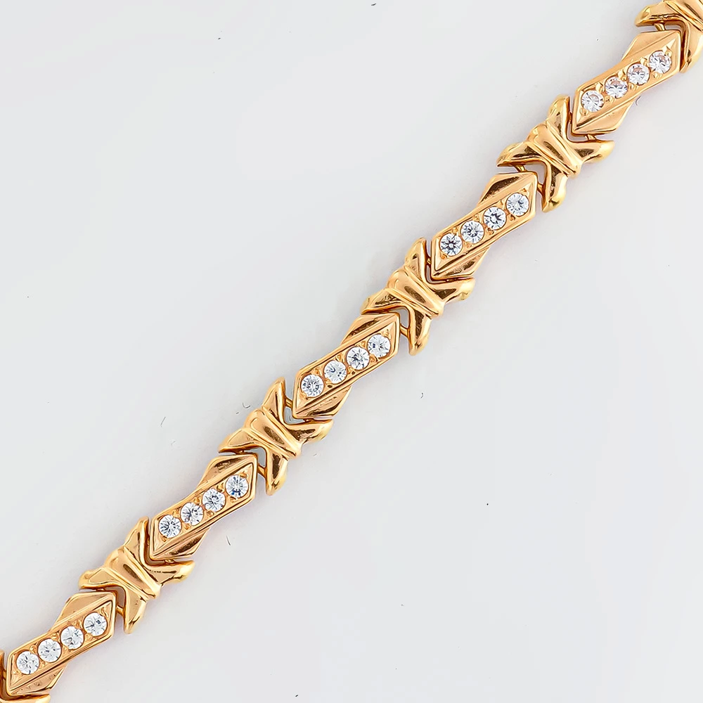 Браслет с фианитом из красного золота 585 пробы