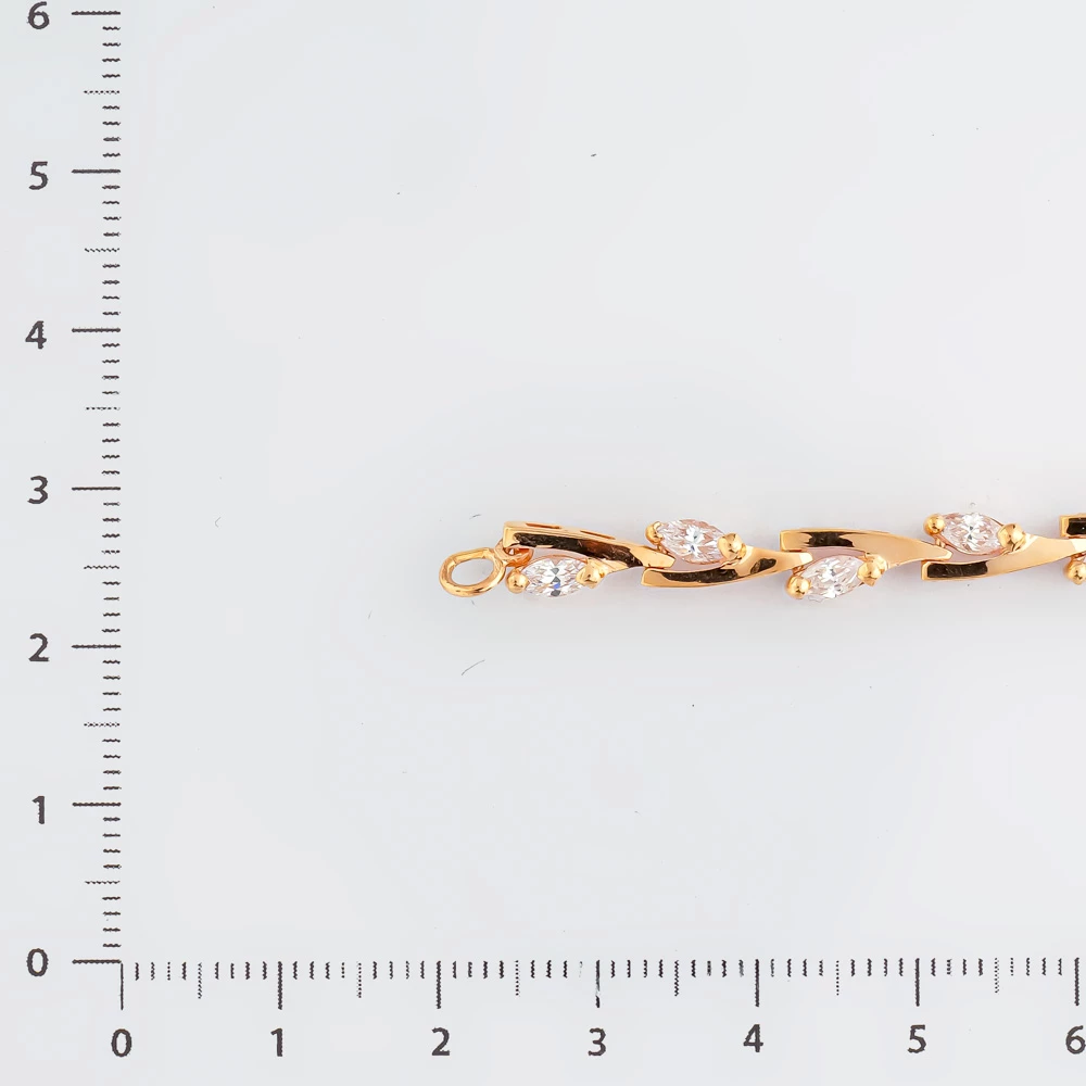 Браслет с фианитом из красного золота 585 пробы