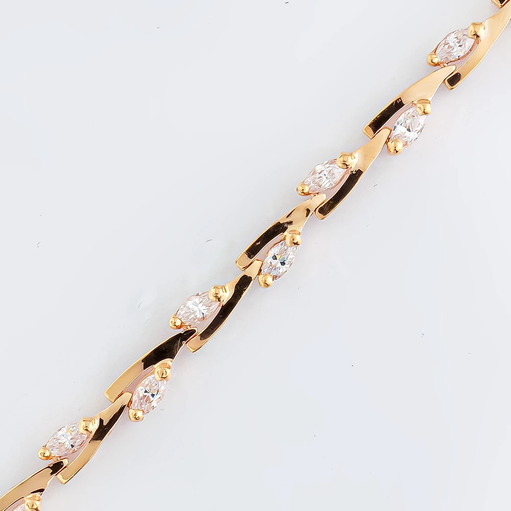 Браслет с фианитом из красного золота 585 пробы