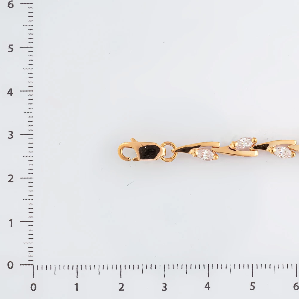 Браслет с фианитом из красного золота 585 пробы