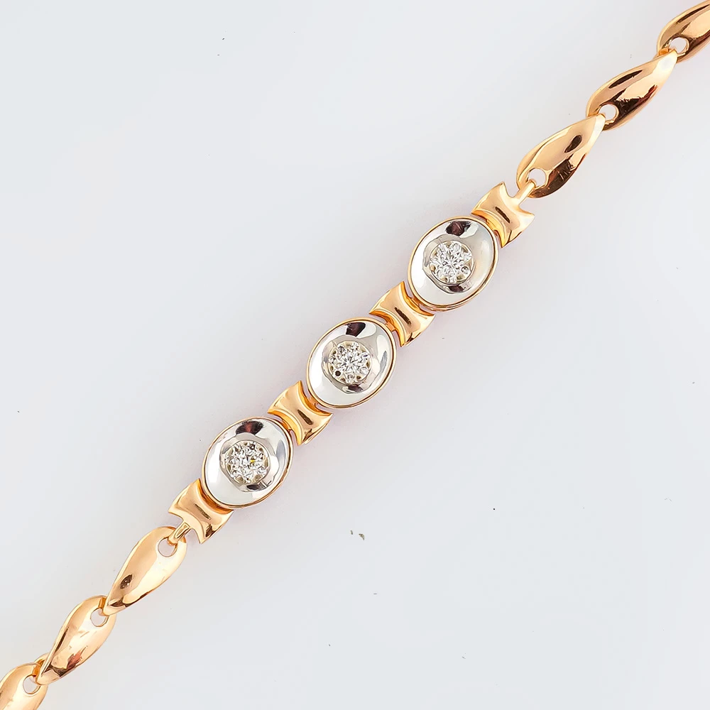 Браслет с бриллиантом из красного золота 585 пробы