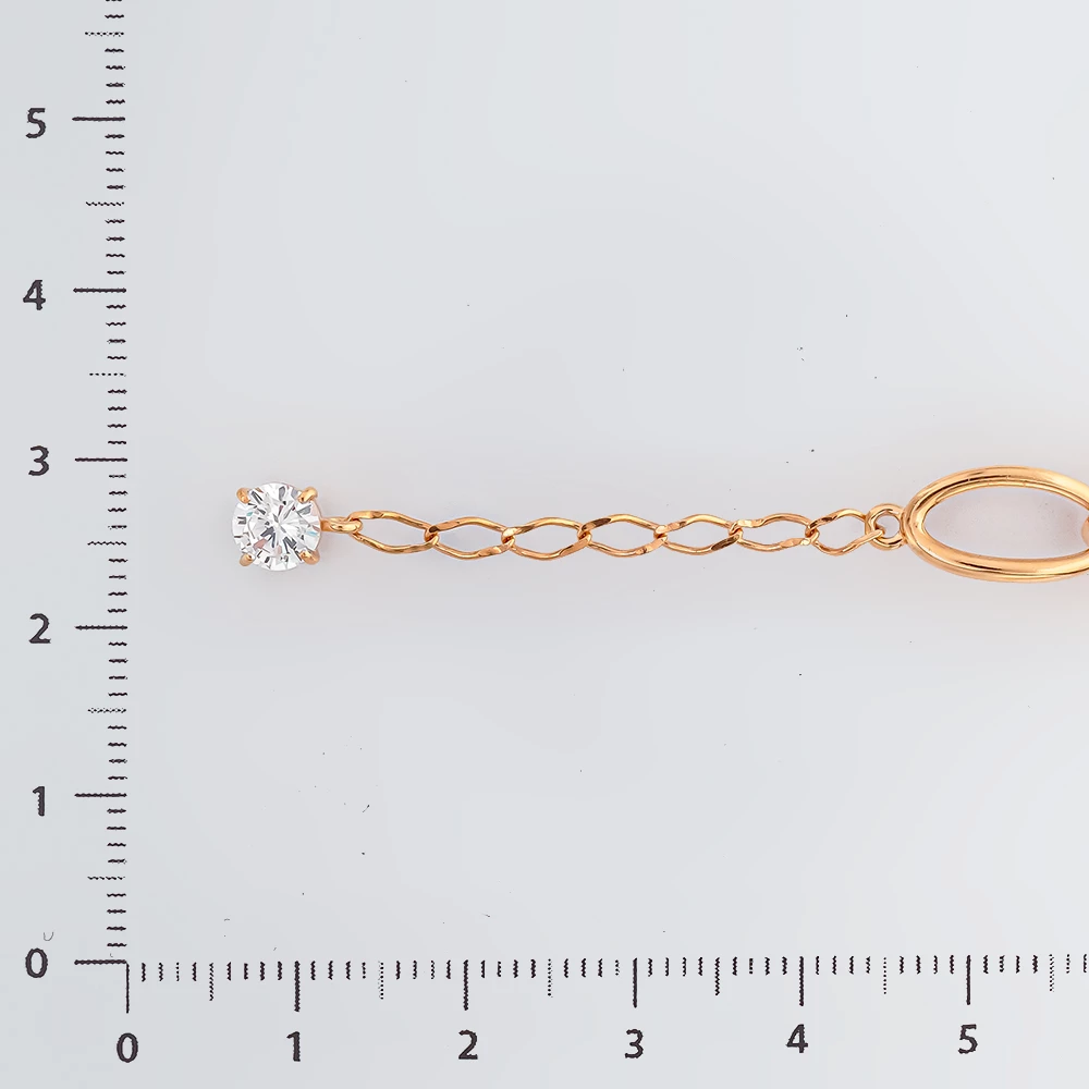 Браслет с фианитом из красного золота 585 пробы