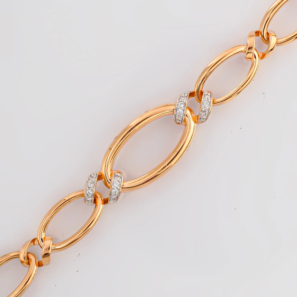 Браслет с фианитом из красного золота 585 пробы