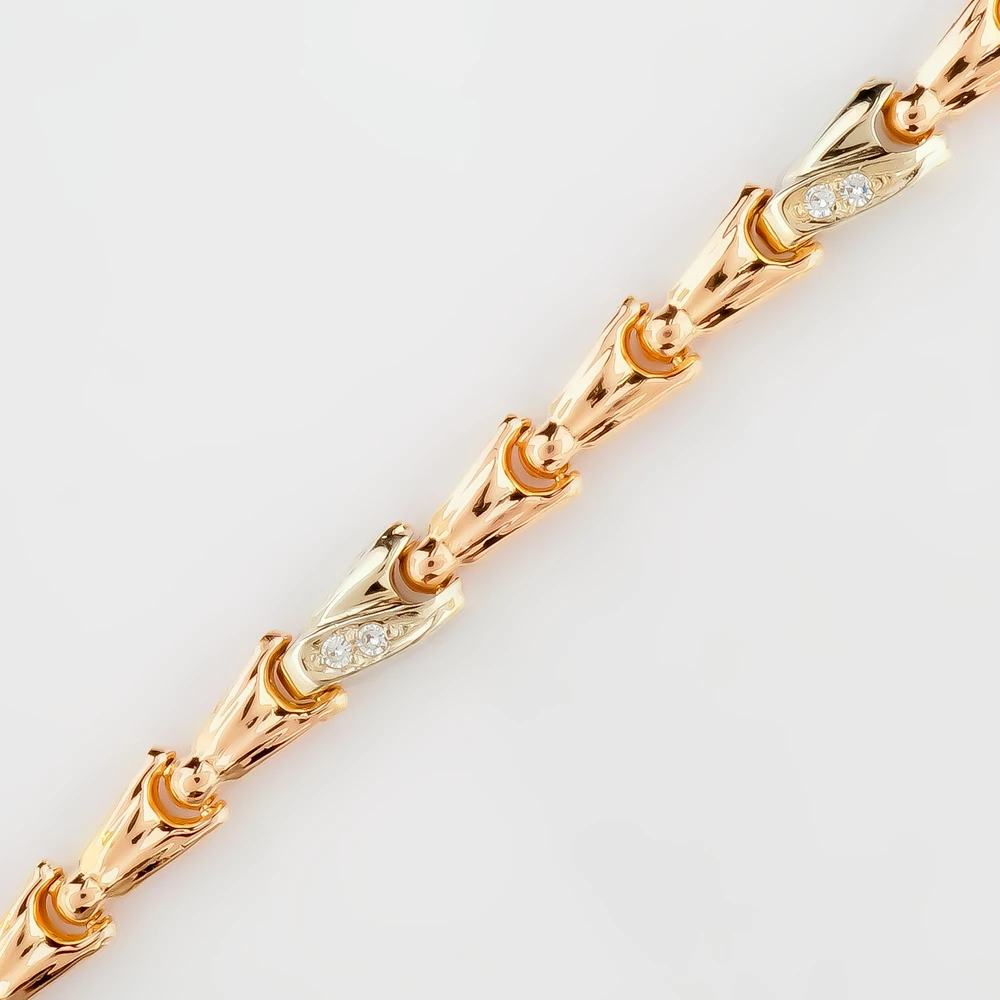 Браслет с фианитом из красного золота 585 пробы