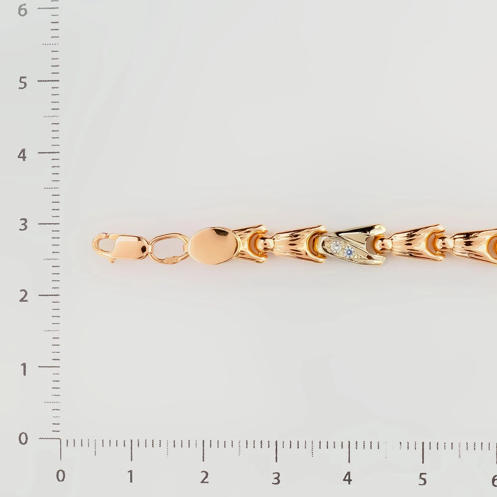 Браслет с фианитом из красного золота 585 пробы