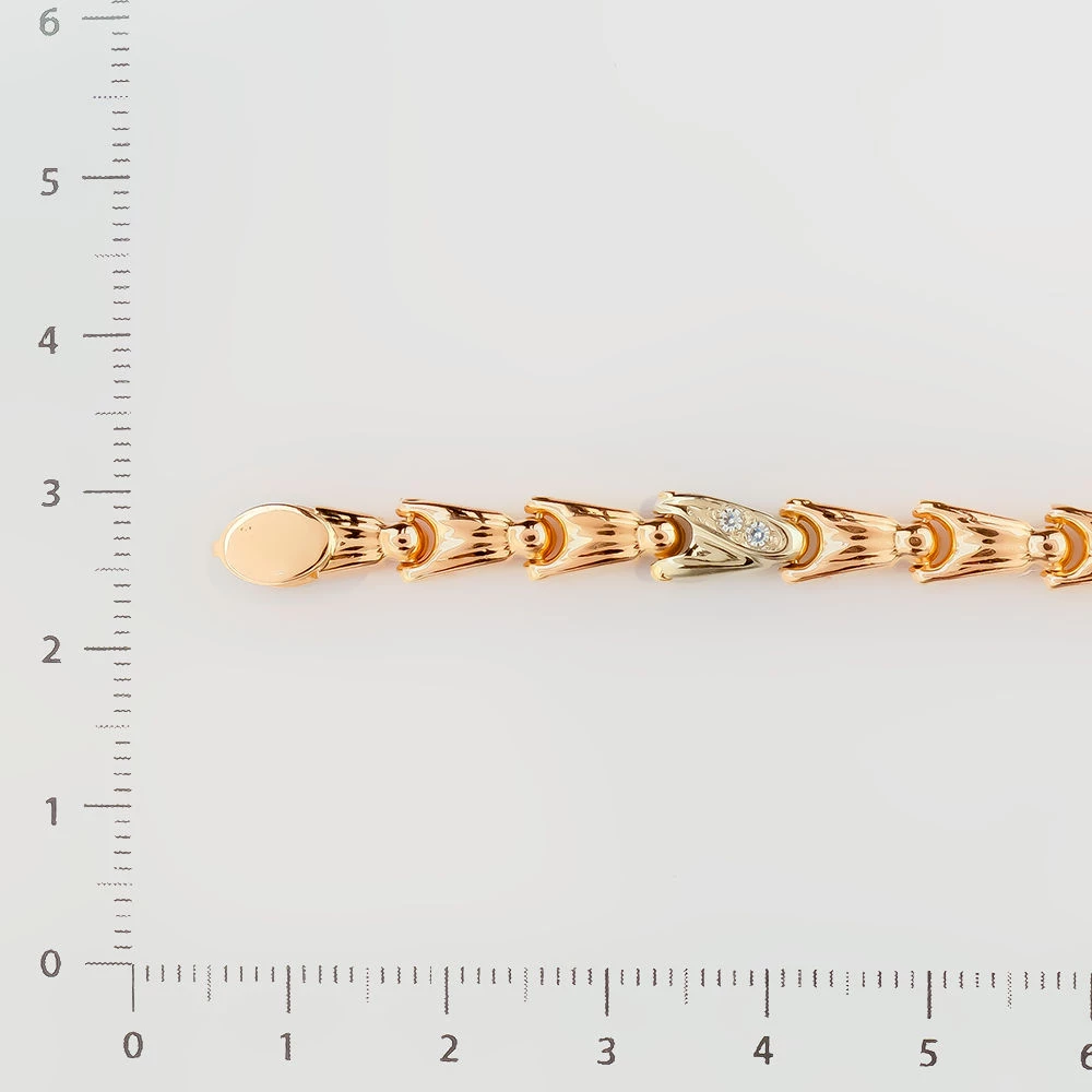 Браслет с фианитом из красного золота 585 пробы