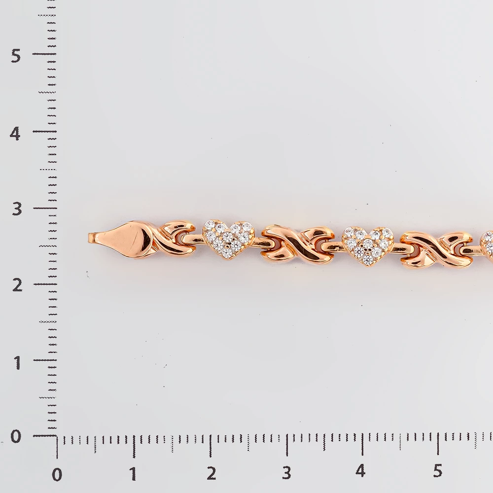 Браслет с фианитом из красного золота 585 пробы